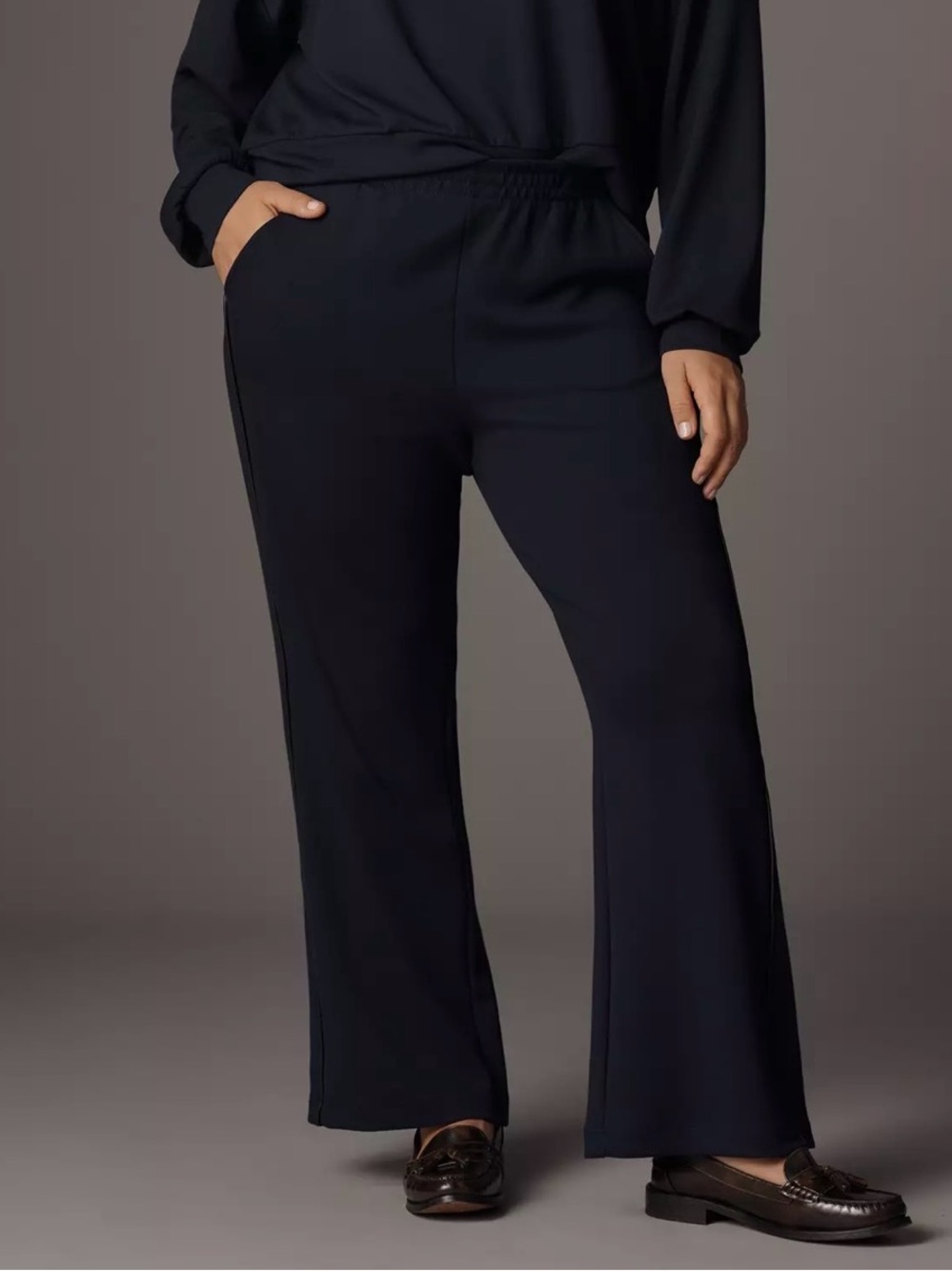 Maeve Wide-Leg Lounge Pants in Black